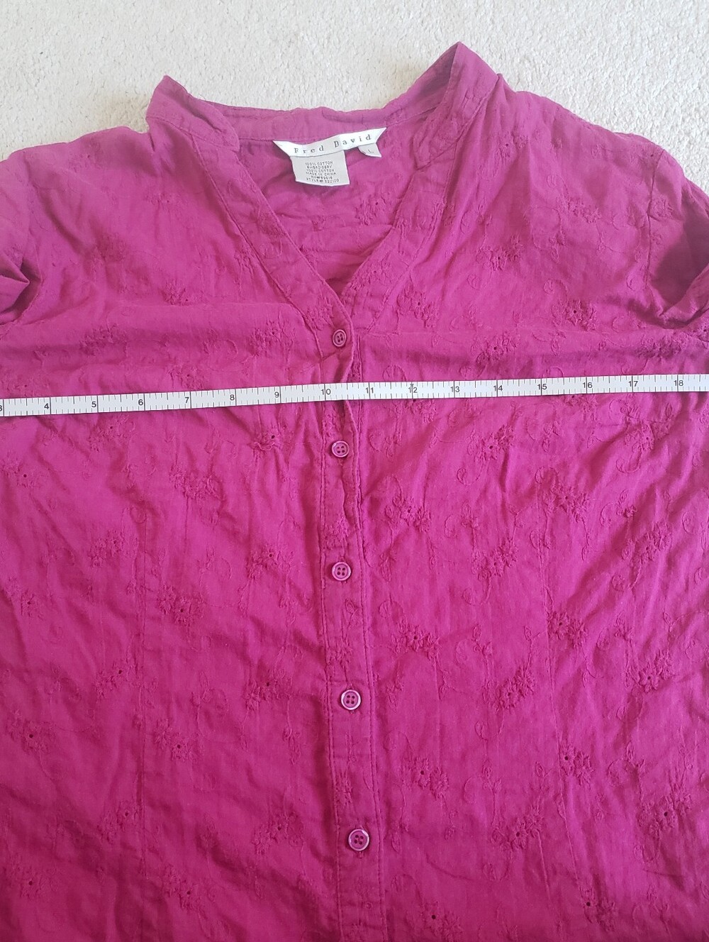 Embroidered Button-Front Top/Blouse - Picture 9 of 10